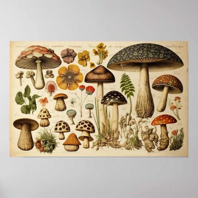 Vintage Mushroom Cottagecore Poster (Framsidan)