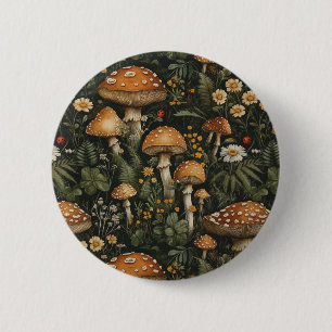 Vintage Mushroom Garden Seamless Mönster Knapp