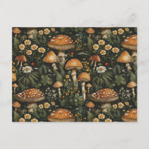 Vintage Mushroom Garden Seamless Mönster Vykort