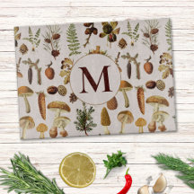 Vintage Mushroom Gräs Forest Nature Mönster