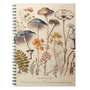 Vintage Mushroom Naturalist Anteckningsbok