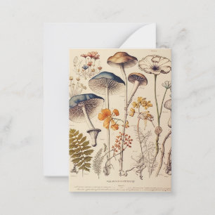 Vintage Mushroom Naturalist Anteckningskort