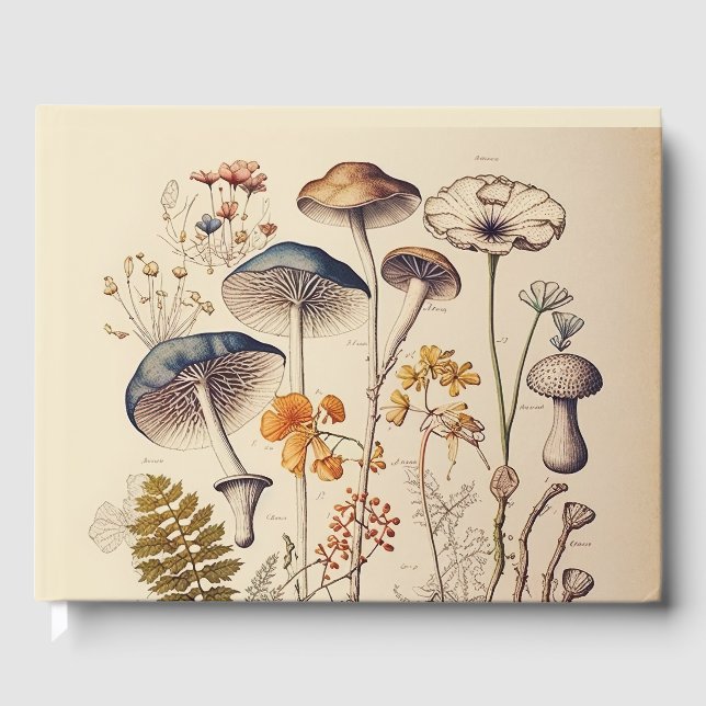 Vintage Mushroom Naturalist Gästböcker (Framsida)