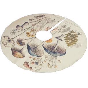 Vintage Mushroom Naturalist Julgransmatta Borstad Polyester