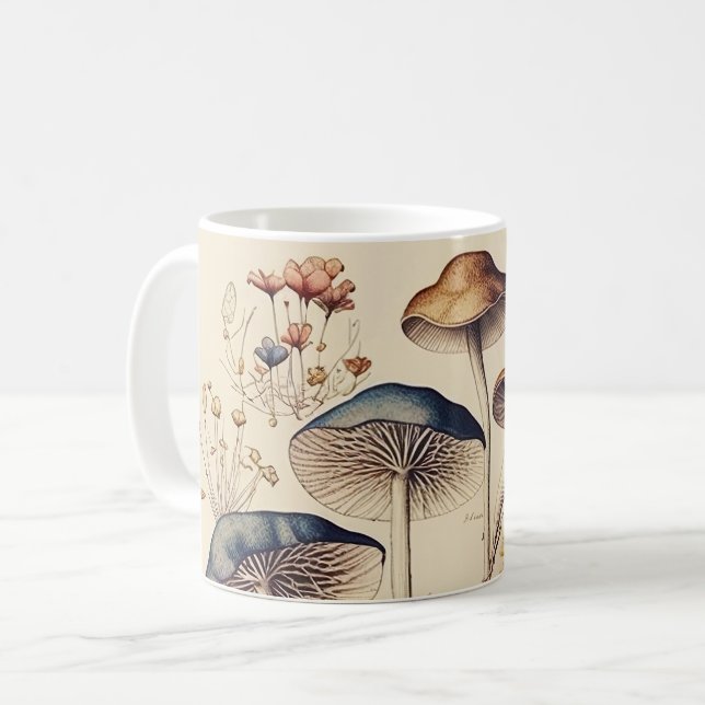 Vintage Mushroom Naturalist Kaffemugg (Framsida vänster)