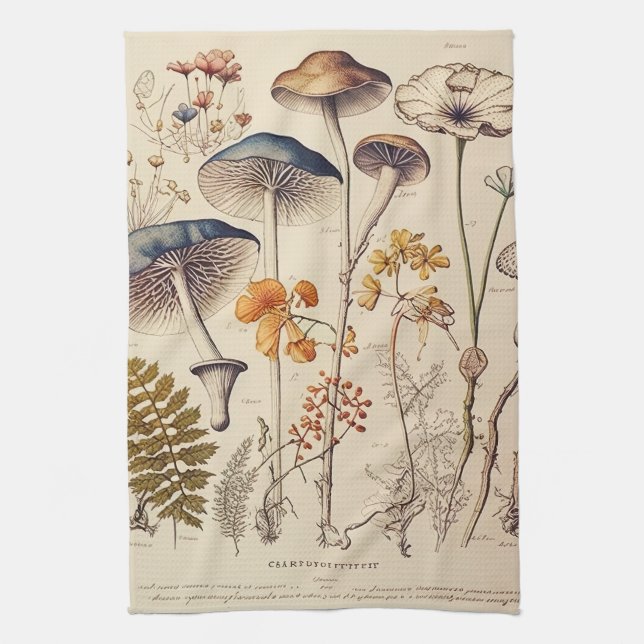 Vintage Mushroom Naturalist Kökshandduk (Vertikal)