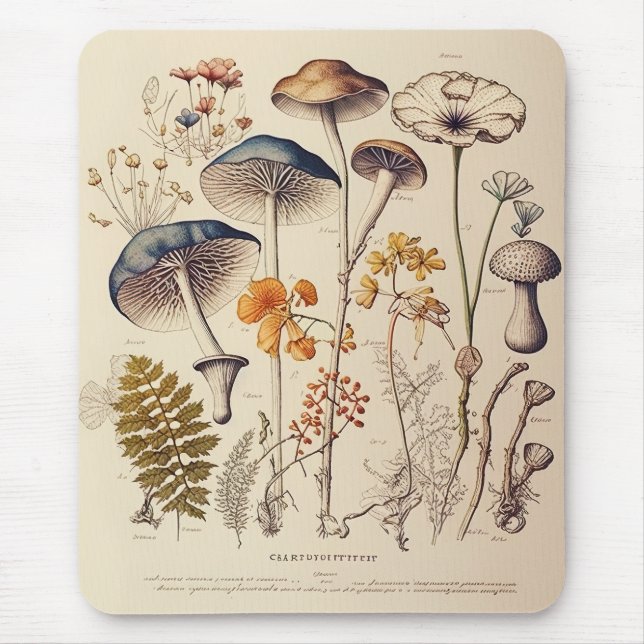 Vintage Mushroom Naturalist Musmatta (Framsidan)