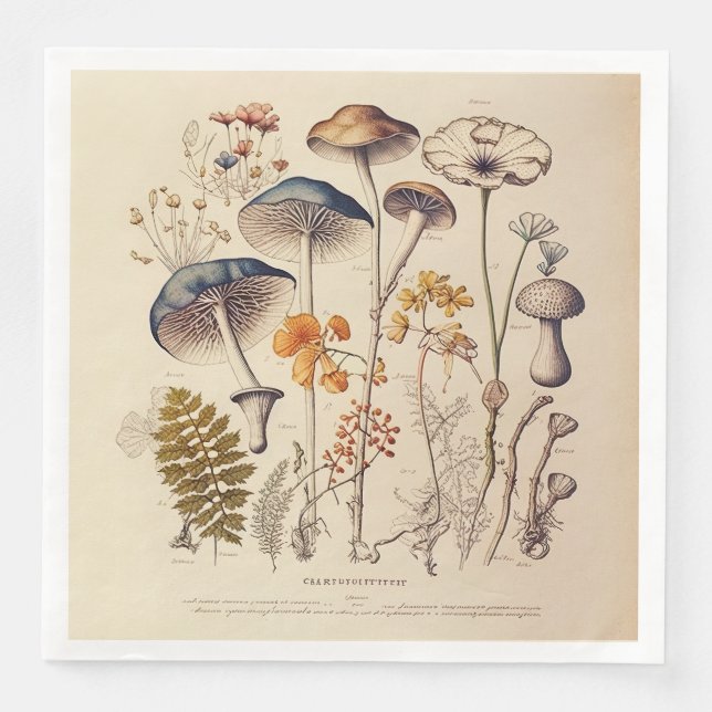Vintage Mushroom Naturalist Pappersservett (Framsida)