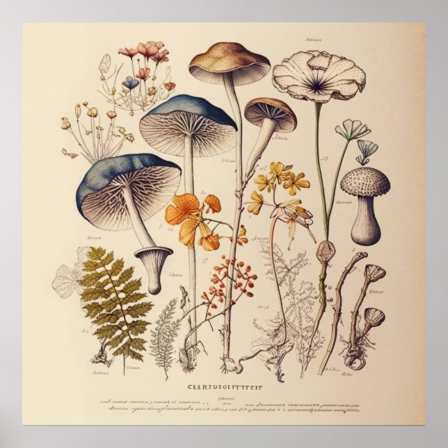 Vintage Mushroom Naturalist Poster (Framsidan)