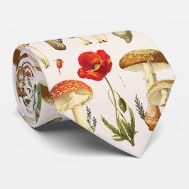 Vintage Mushroom och Wildblomma Mönster Slips