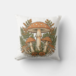 Vintage Mushroom Throw Pillow Cover, Botanical For Kudde