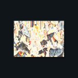 Vintage Music, Art Deco Jazz, Rhapsody i Blue Canvastryck<br><div class="desc">Vintage illustration Art deco musikdesign med Rhapsody i Blue. Jazz och klassiska musiker med tangentbord och andra musikinstrument.</div>