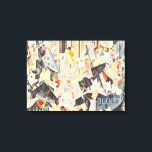 Vintage Music, Art Deco Jazz, Rhapsody i Blue Canvastryck<br><div class="desc">Vintage illustration Art deco musikdesign med Rhapsody i Blue. Jazz och klassiska musiker med tangentbord och andra musikinstrument.</div>