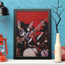Vintage Music, Art Deco Musical Jazz Band Jamming