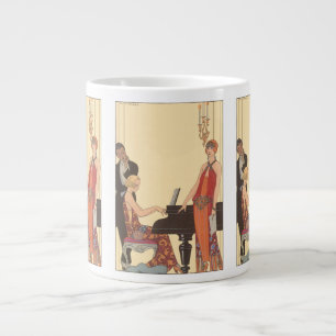 Vintage Music, Art Deco Pianist Musician Singer Jumbo Mugg