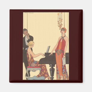 Vintage Music, Art Deco Pianist Musician Singer Magnet