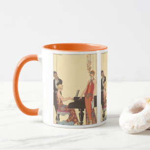 Vintage Music, Art Deco Pianist Musician Singer Mugg