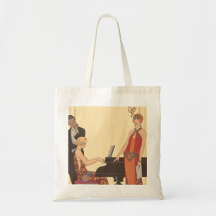 Vintage Music, Art Deco Pianist Musician Singer Tygkasse