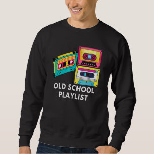Vintage Music Dj 80s 90-talets Old school-spellist Lång Ärmad Tröja