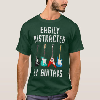 Vintage Music Easily Distracted Guitars String Ins T Shirt