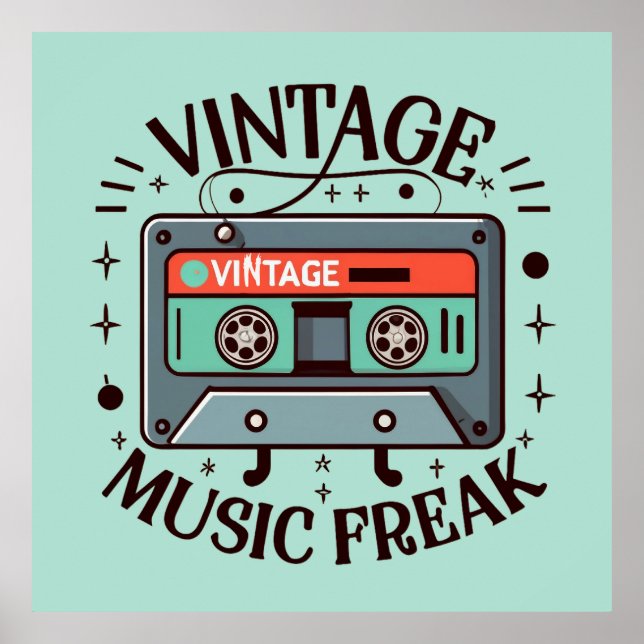 Vintage Music Freak Poster (Framsidan)