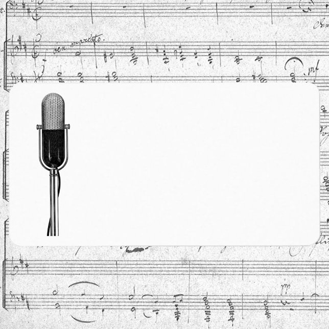 Vintage Music, gammalmodig retro-mikrofon Adressetikett (Skapare uppladdad)
