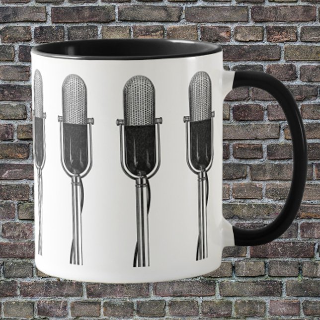 Vintage Music, gammalmodig retro-mikrofon Mugg (Skapare uppladdad)