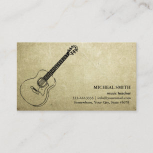 Vintage Music Guitar Elegant Musical Affärskort Visitkort