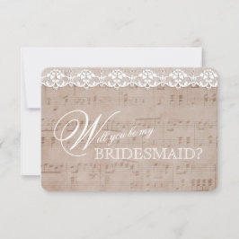 Vintage Music Lakan & Snöre, var min BRIDESMAID In Inbjudningar