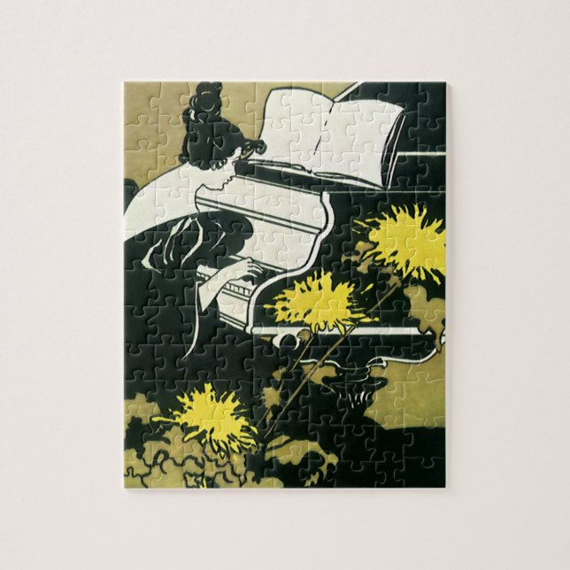 Vintage Music, Miss Traumerei spelar Piano, Reed Pussel (Vertikal)