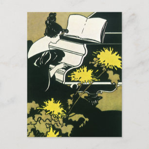 Vintage Music, Miss Traumerei spelar Piano, Reed Vykort