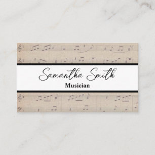 vintage Music Note Musician Music Teacher Visitkort