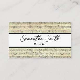 vintage Music Note Musician Music Teacher Visitkort