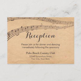 Vintage Music Notes Musikalisk Bröllopsmottagning Tilläggskort