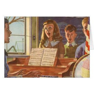 Vintage Music Teacher Lär Studenter till Sjunga Hälsningskort