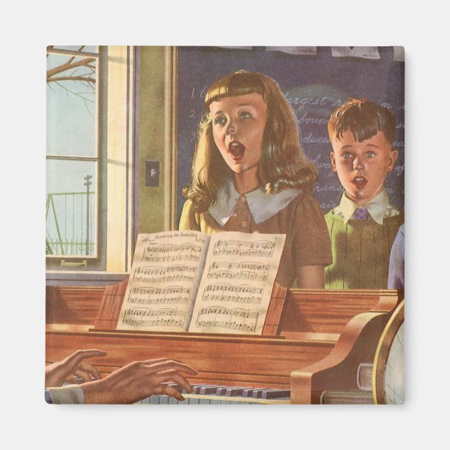 Vintage Music Teacher Lär Studenter till Sjunga Magnet (Framsidan)