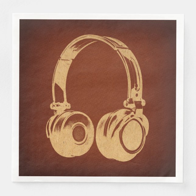 Vintage Music Thned Retro Headphone Art Pappersservett (Framsida)