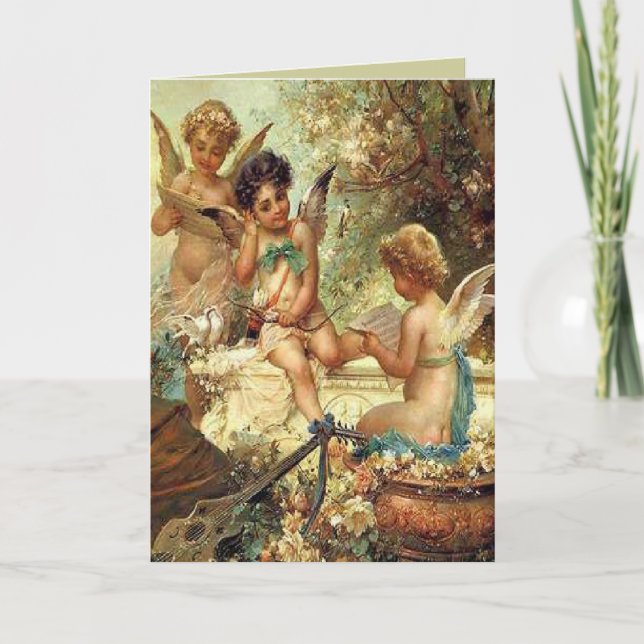 Vintage Musical Cherubs Card Helgkort (Framsida)