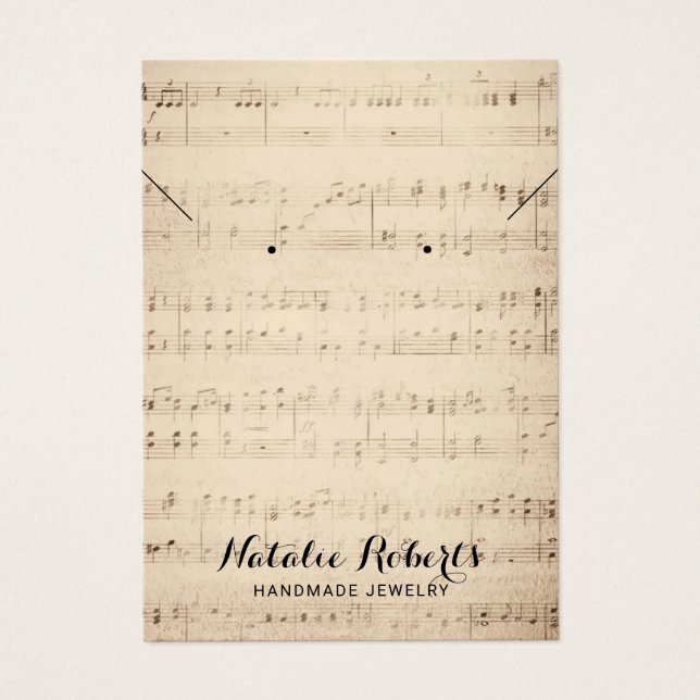 Vintage Musical Jewelry Earring Necklace Visning Visitkort (Framsidan)