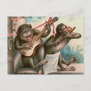 "Vintage Musical Monkey" vykort