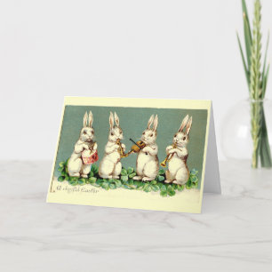 Vintage Musical Påskhare Card Helgkort