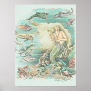 Vintage Musical Sjöjungfru under Sea Party Poster
