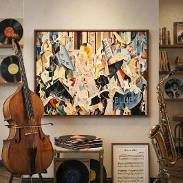 Vintage musik, Art Deco Jazz, Rhapsodi i blått Poster
