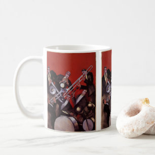 Vintage musik, Art Deco musikalisk jazzband jammar Kaffemugg