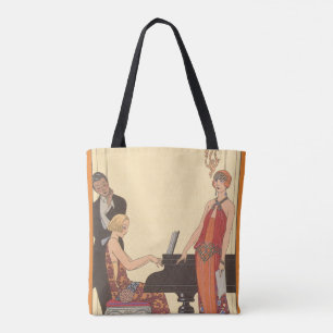 Vintage musik, Art Deco pianist musiker sångare Tygkasse