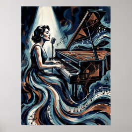 Vintage musik Art Deco pianoaffiche Poster