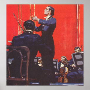 Vintage musik, Dirigera en orkester Poster