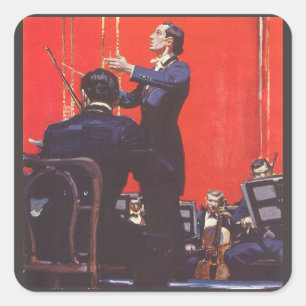 Vintage musik, Dirigerar en orkester Fyrkantigt Klistermärke