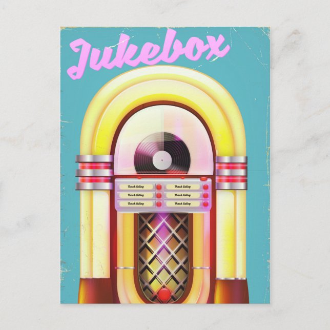 Vintage musik-jukebox vykort (Framsida)