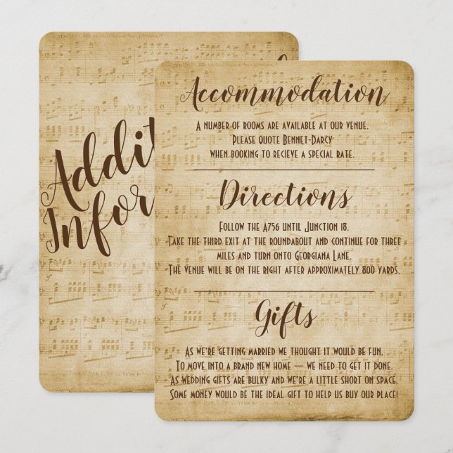 Vintage Musik Kort Tillbehör (Fram/baksida)